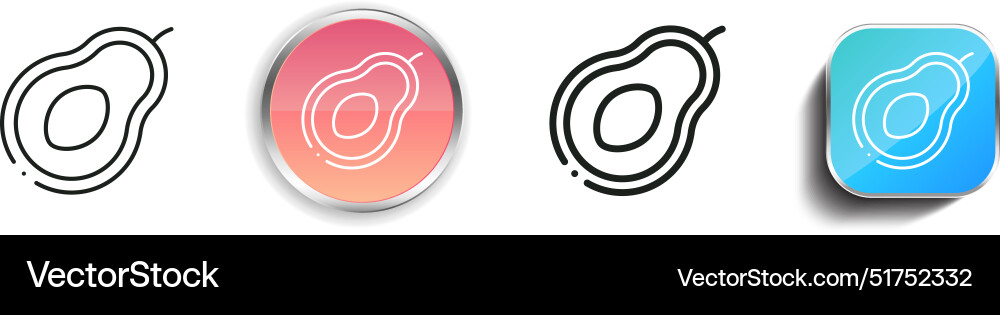 Avocado icon thin linear regular and button style Avocado icon thin linear regular and button style vector image