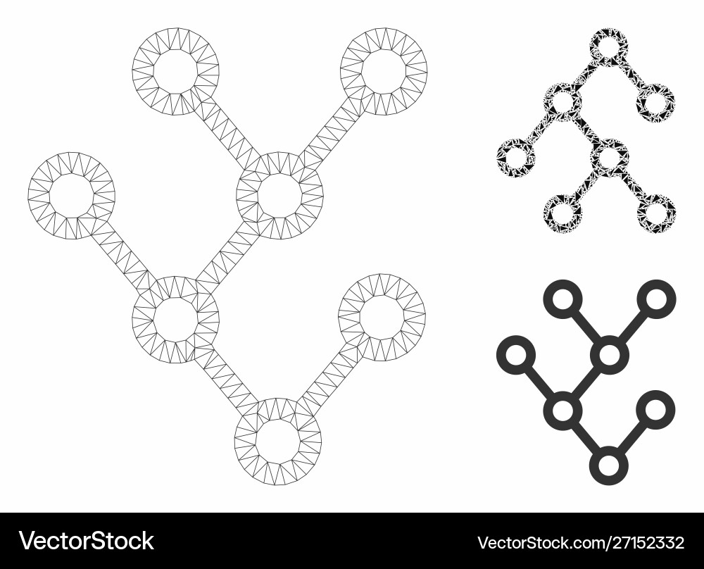 Binary tree mesh 2d model and triangle Vector Image