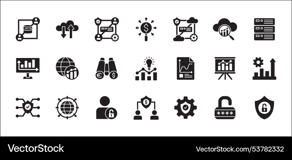 Business data statistic and security related icon Vector Image