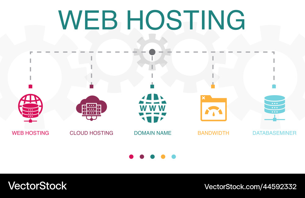Cloud Hosting & Domain Icons Vector Image