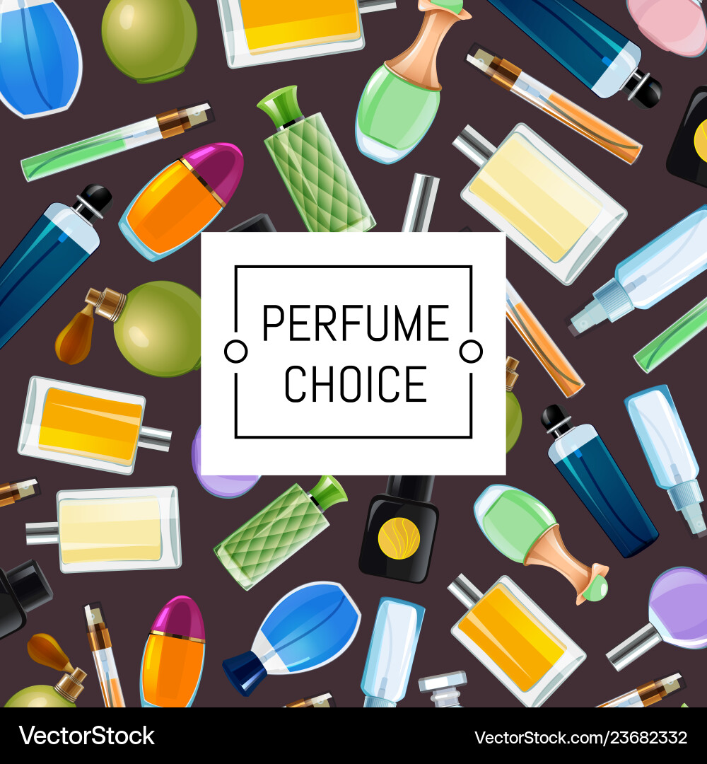 Colored perfume bottles pattern background Colored perfume bottles pattern background vector image