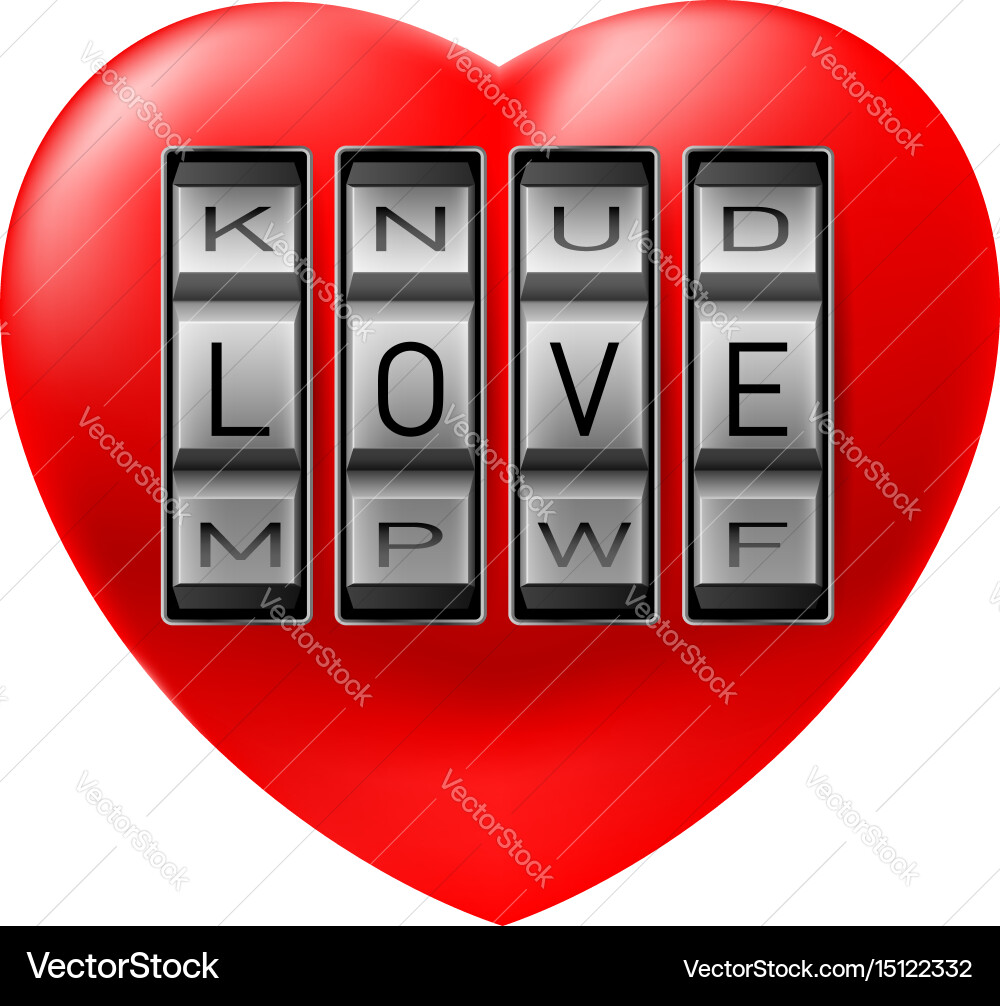 Combination lock on heart abstract background Vector Image