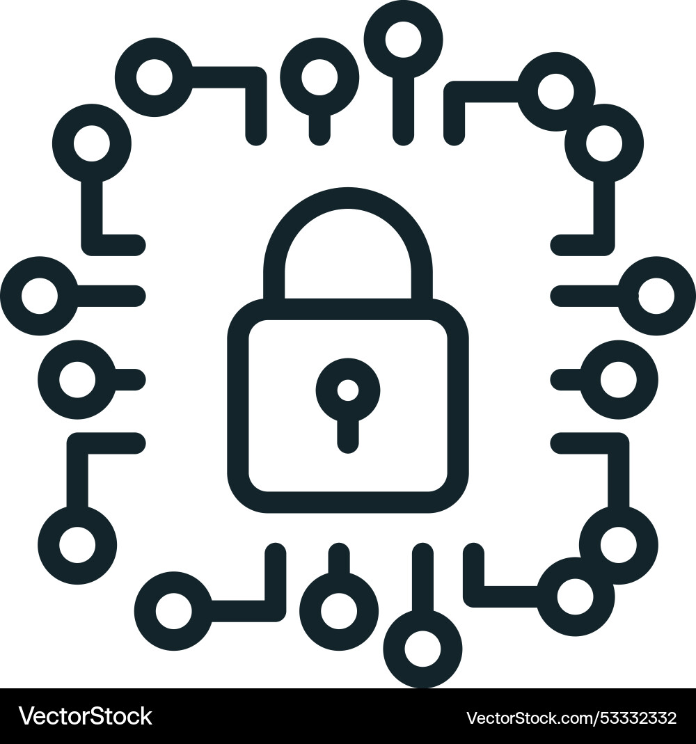 Cyber security system protecting digital data Cyber security system protecting digital data vector image