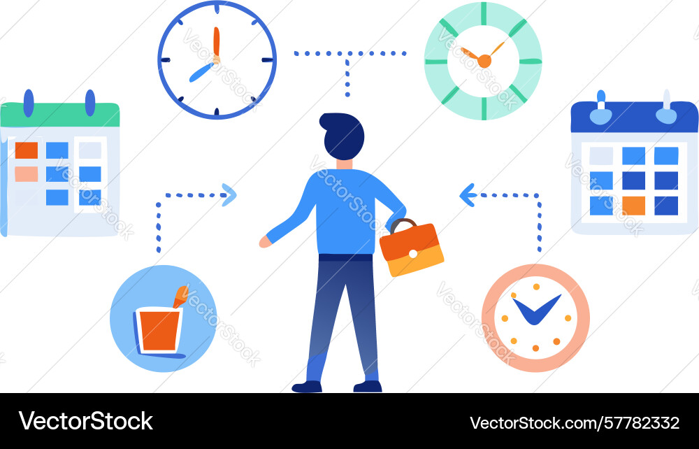 Effective time scheduling and workflow planning vector image
