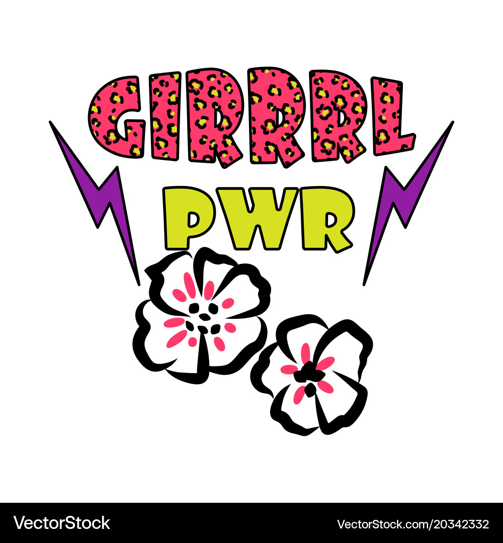 Girl Power Floral Tee Vector Image