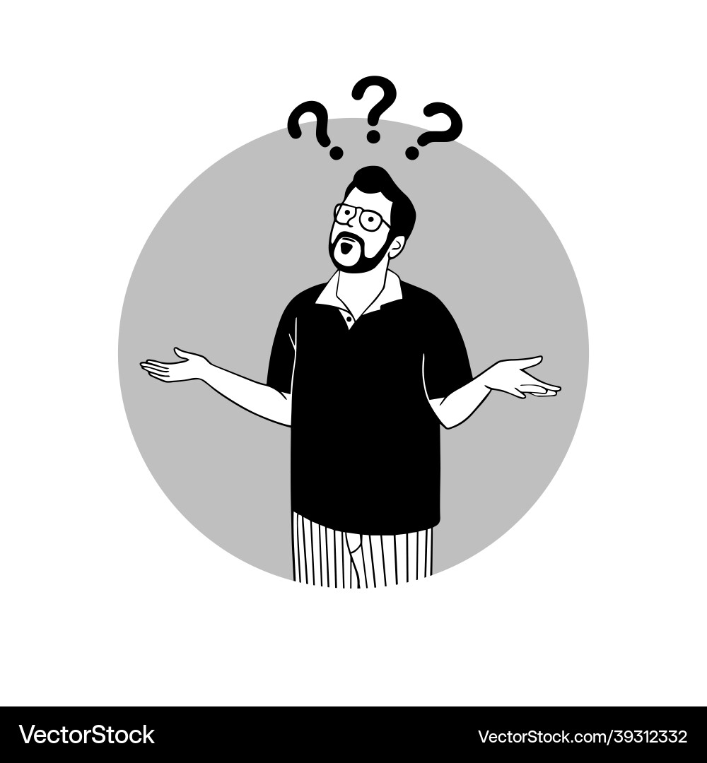 Man and mental question marks Vector Image