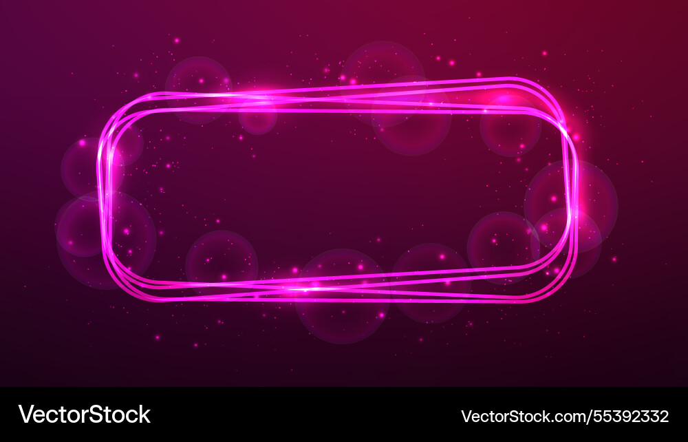 Neon rectangular frame with shining effects vector image