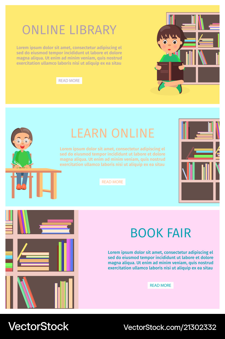Online library and learn with internet book fair Vector Image