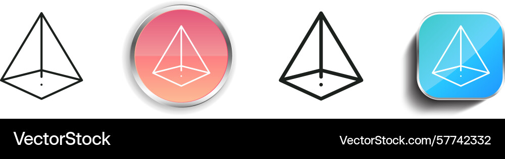 Pyramid icon thin linear regular and button style Pyramid icon thin linear regular and button style vector image