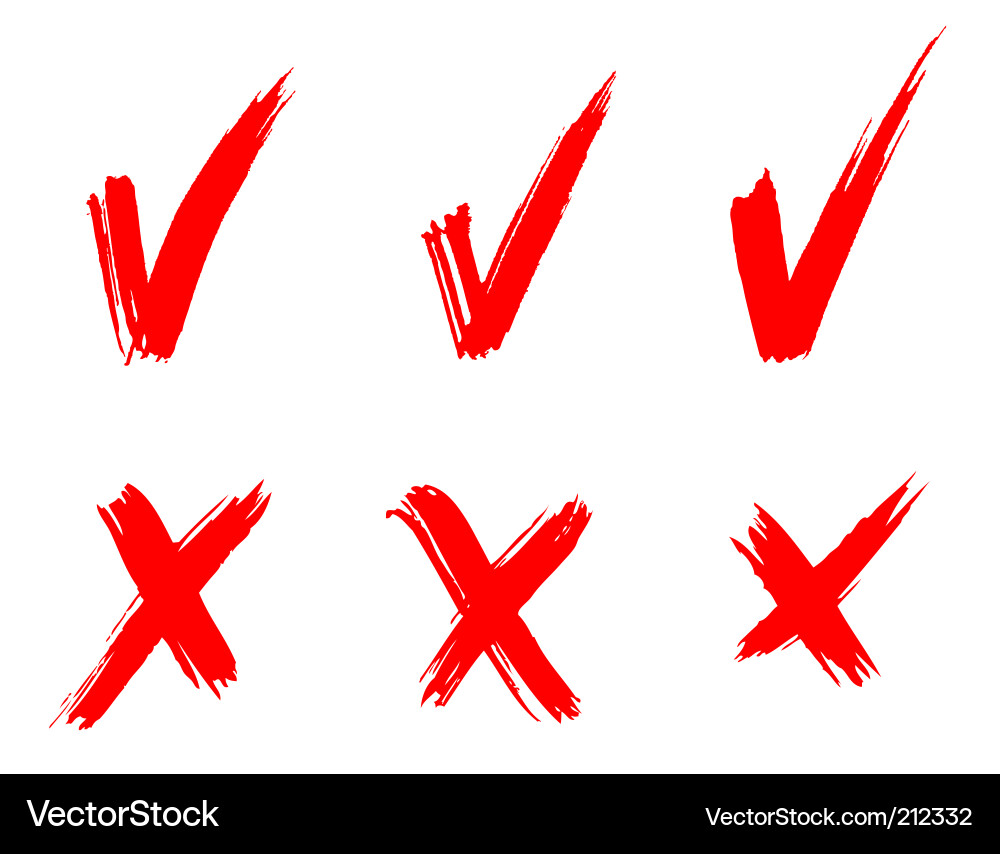Red Checkmarks and Tick Marks Set vector image