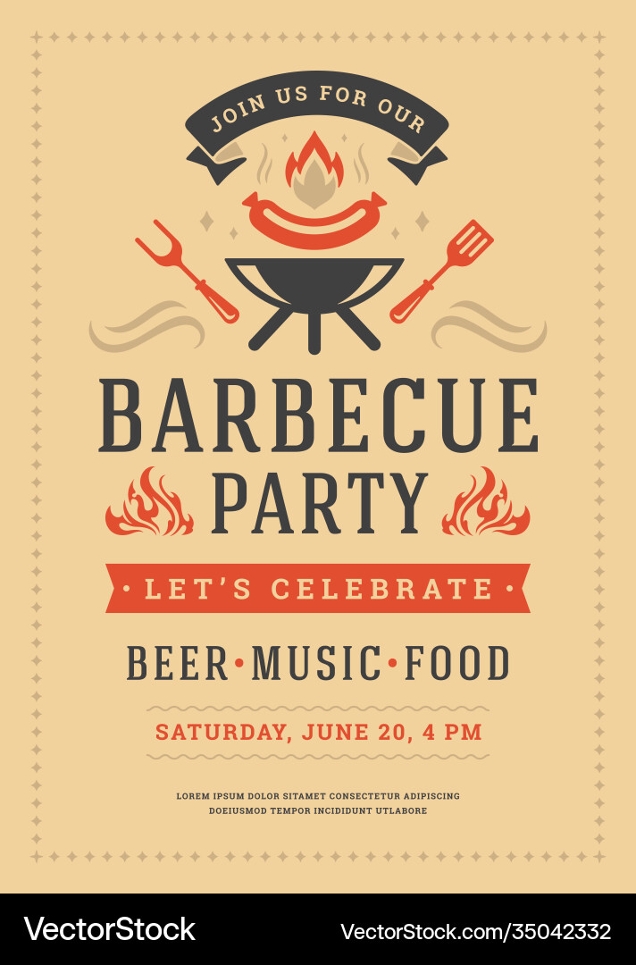 Retro BBQ Party Poster vector image