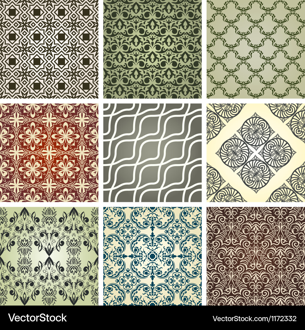 Retro Seamless Pattern Set vector image