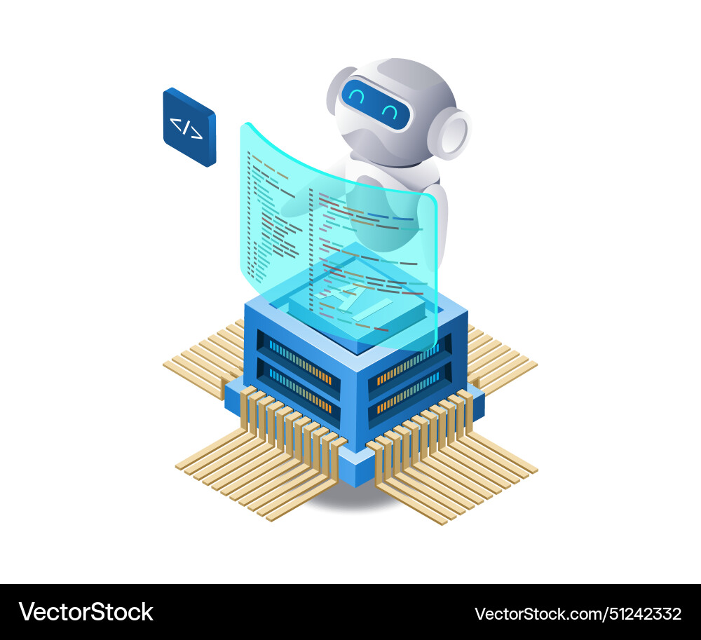 Robot programmer ai technology infographic 3d Robot programmer ai technology infographic 3d vector image