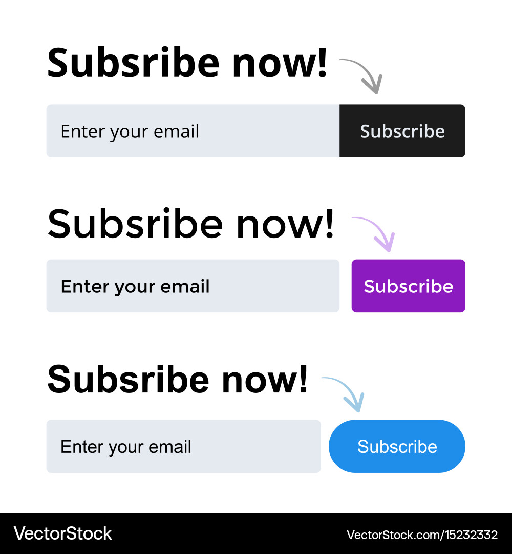 Set design of the website form for email Vector Image
