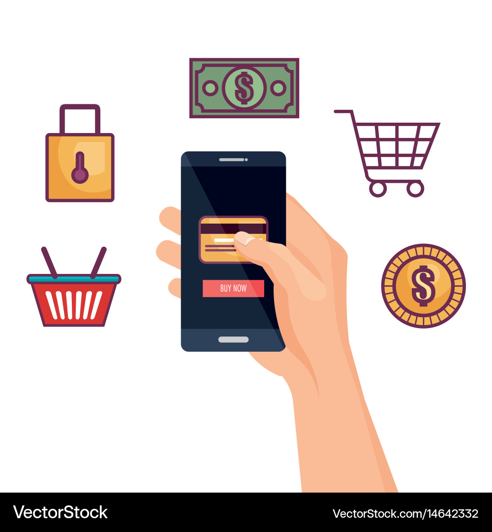 Smartphone with ecommerce application Vector Image