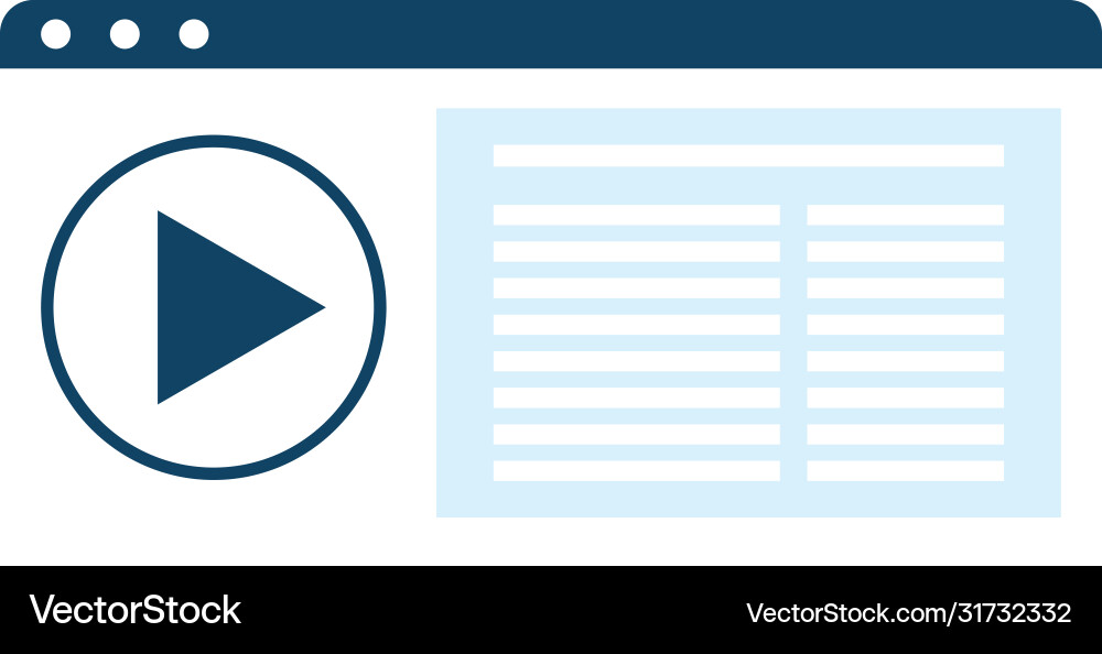 Template webpage with media player vector image