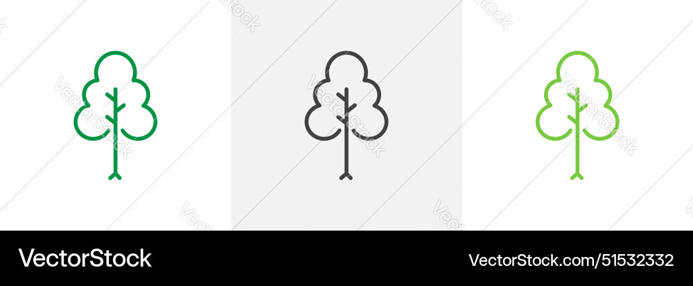 Tree icon set simple oak forest symbol Vector Image