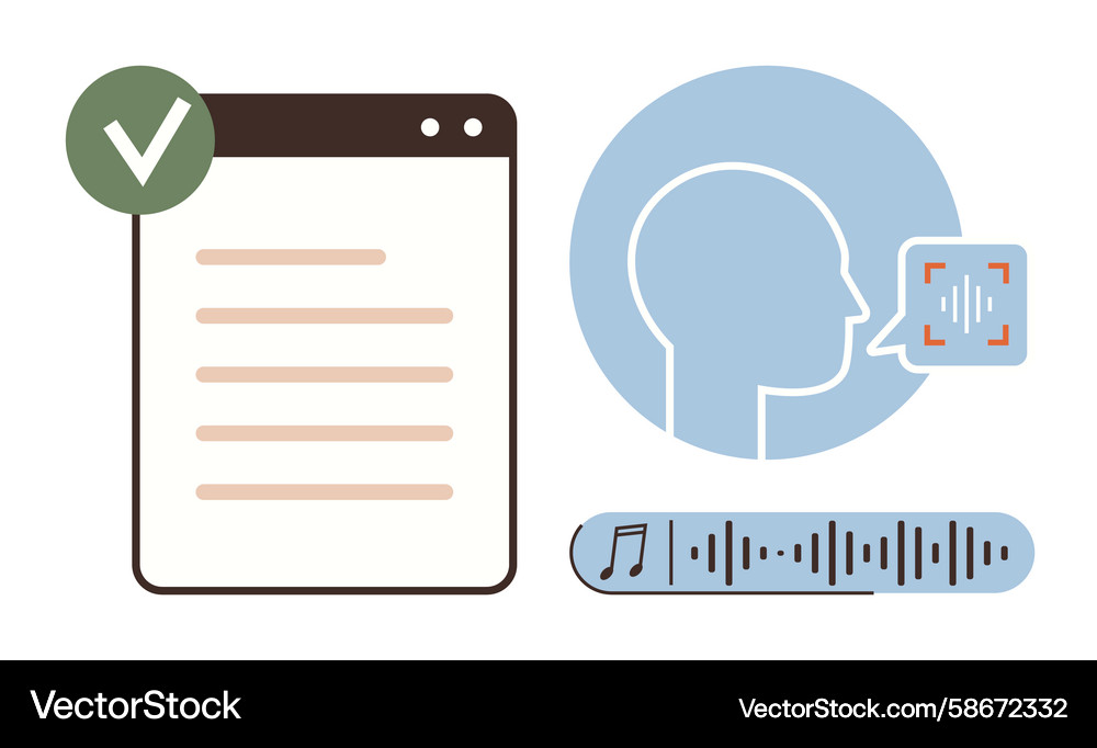 Voice Recognition & Data Verification Vector Image