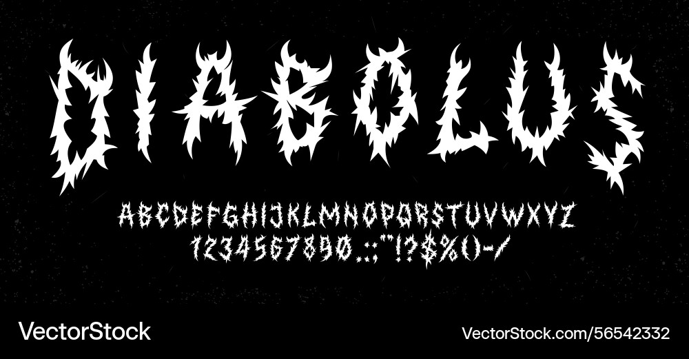 Y2k gothic font horror scary typeface alphabet Vector Image
