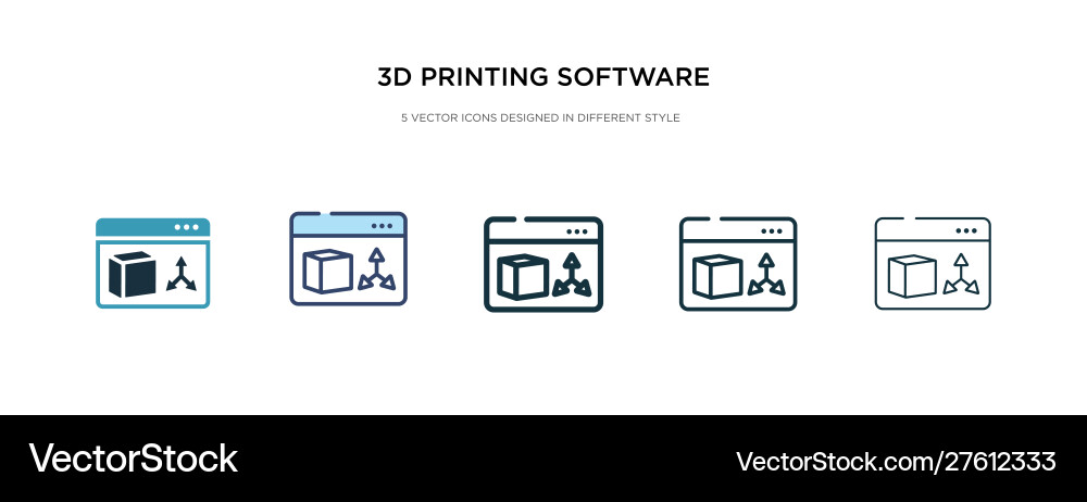 3d printing software icon in different style two 3d printing software icon in different style two vector image