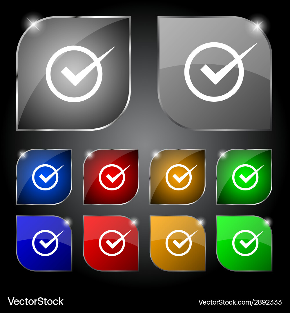 Check mark sign icon checkbox button set color Vector Image