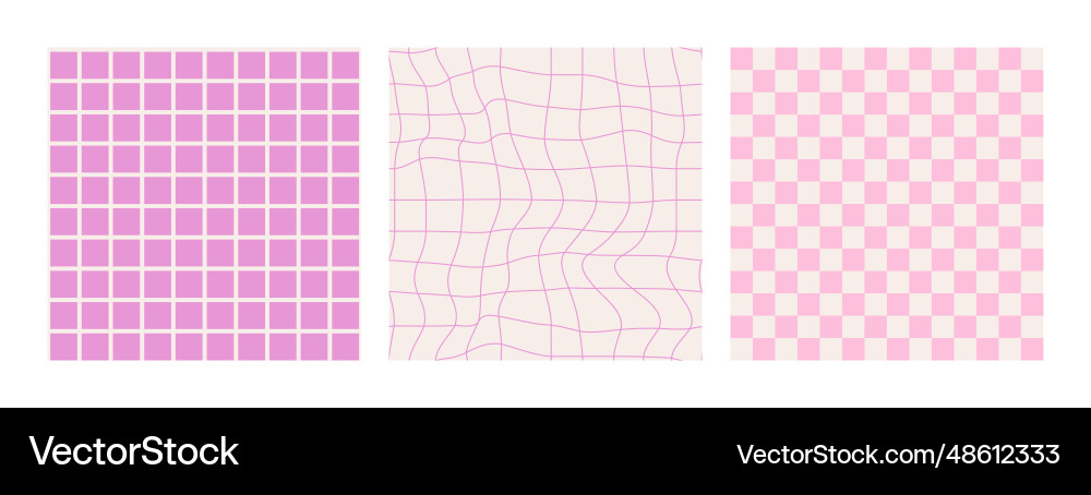 Checkered colorful background seamless pattern set Vector Image