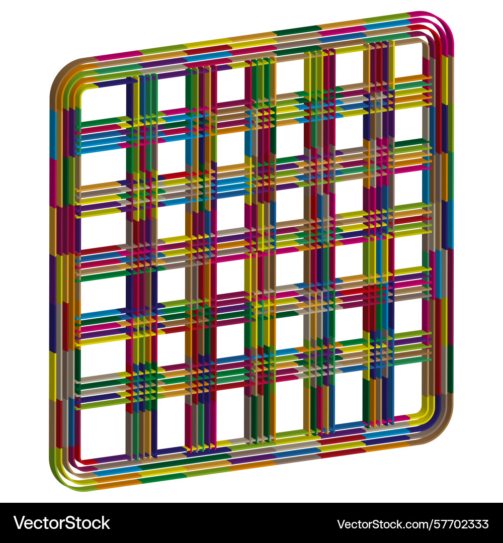 Colorful grid pattern intersecting line design vector image