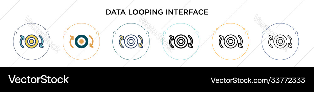 Data looping interface icon in filled thin line Data looping interface icon in filled thin line vector image