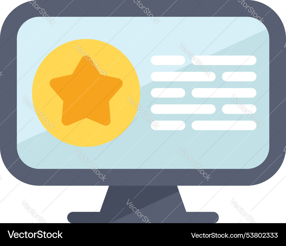 Desktop computer showing customer review with star Desktop computer showing customer review with star vector image