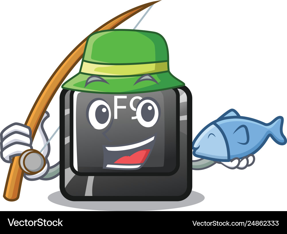 Fishing button f9 in character shape vector image