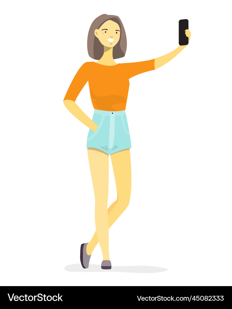 Frau die Selfie-Foto von mobilen Kamera Frau die Selfie-Foto von mobilen Kamera vektorbild