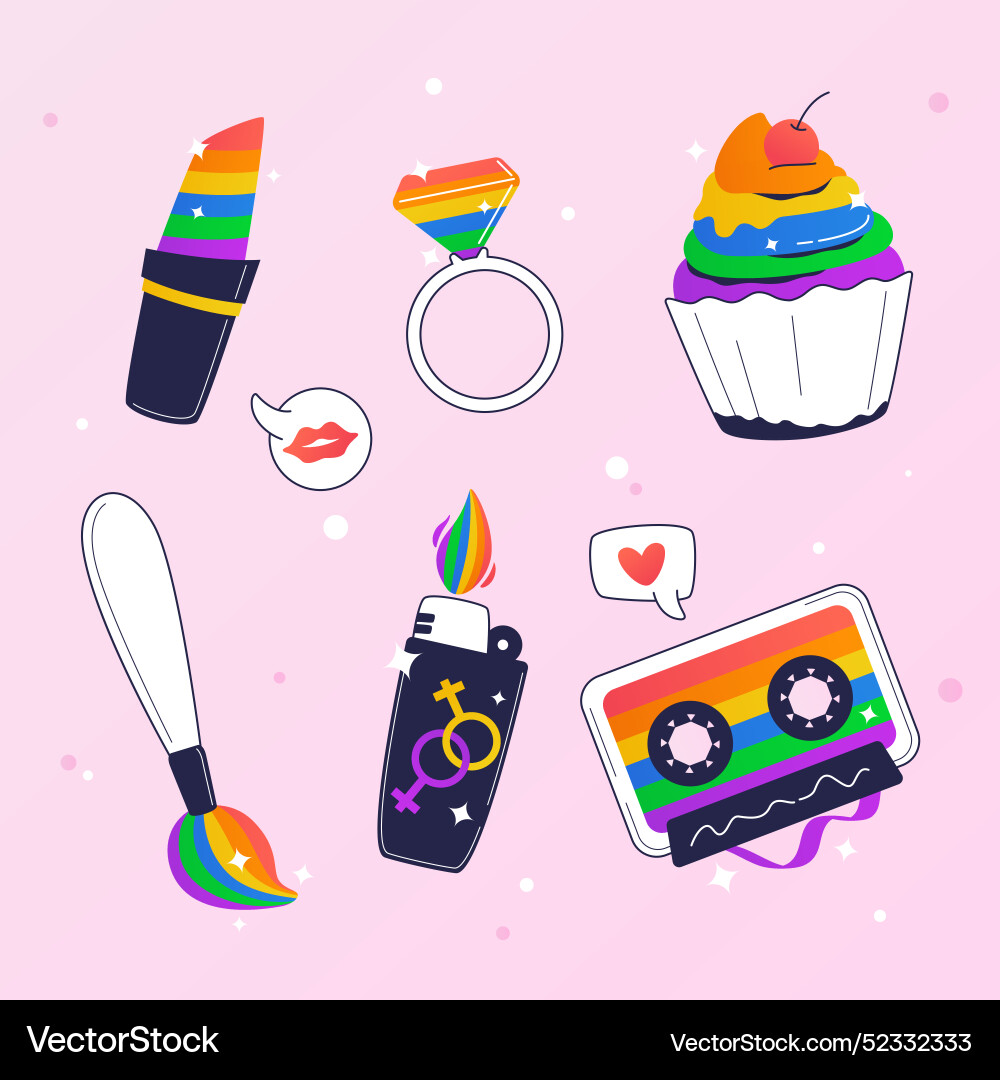 Gradient design elements collection for pride Vector Image