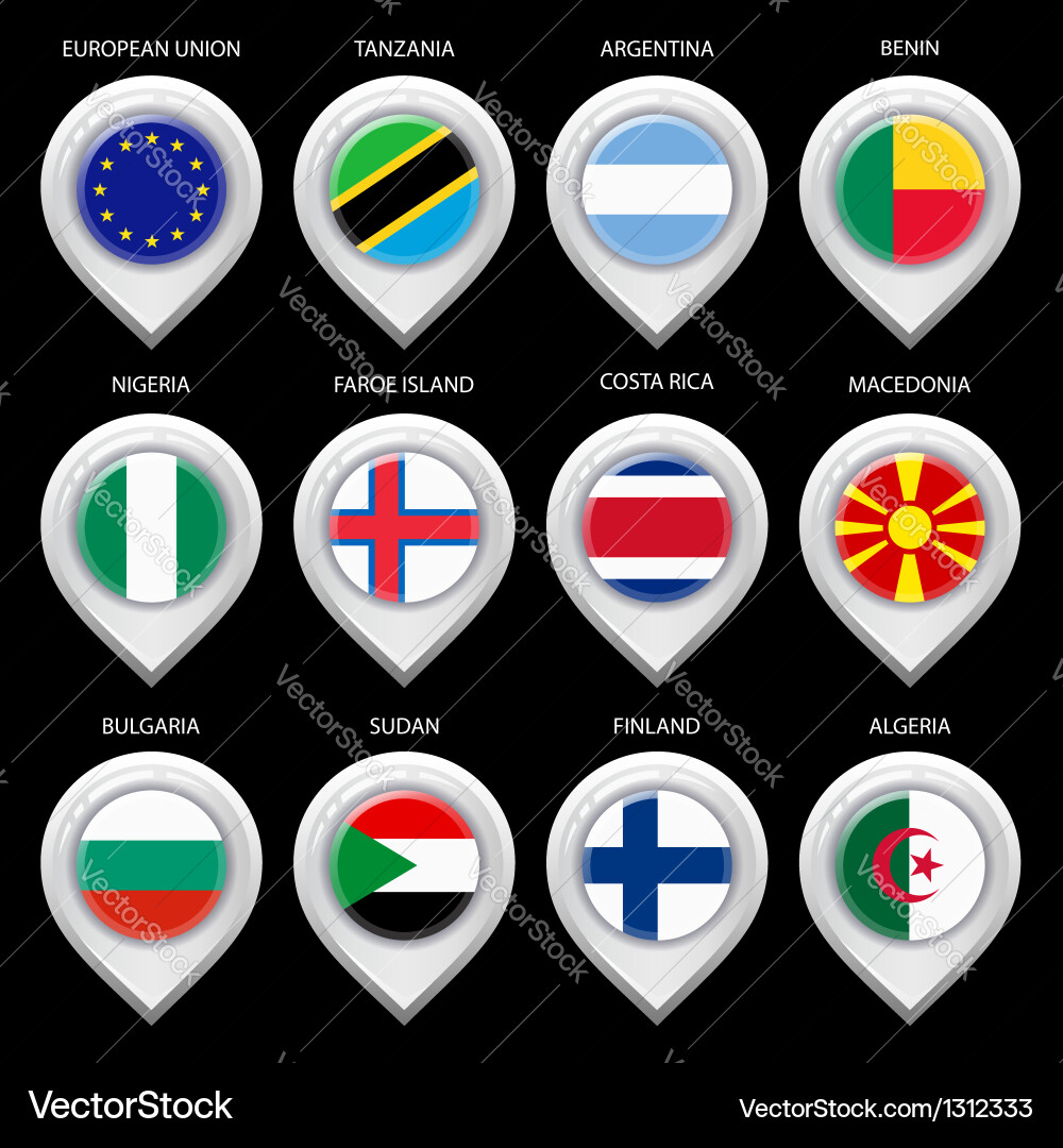 Map marker with flag-set second vector image