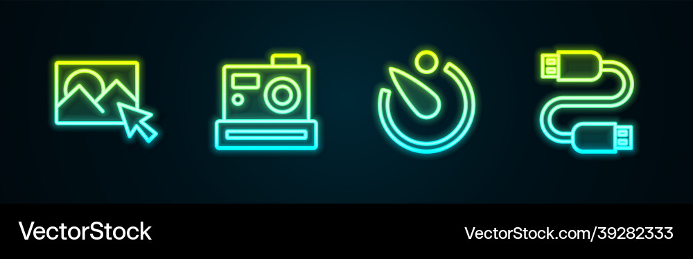Set line photo retouching camera timer Set line photo retouching camera timer vector image