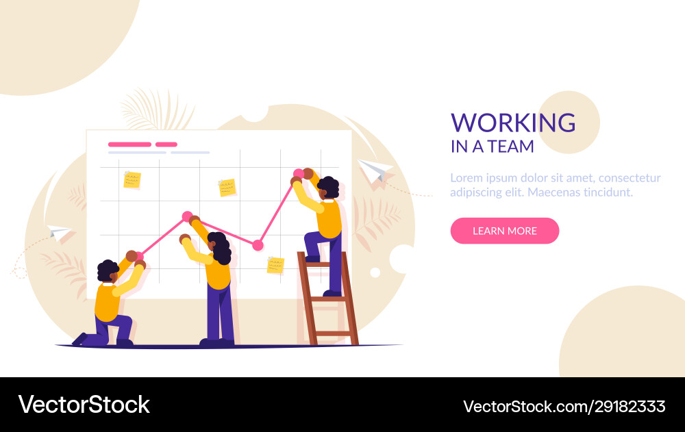 Working in a team teamwork concept for web design Working in a team teamwork concept for web design Vector Image