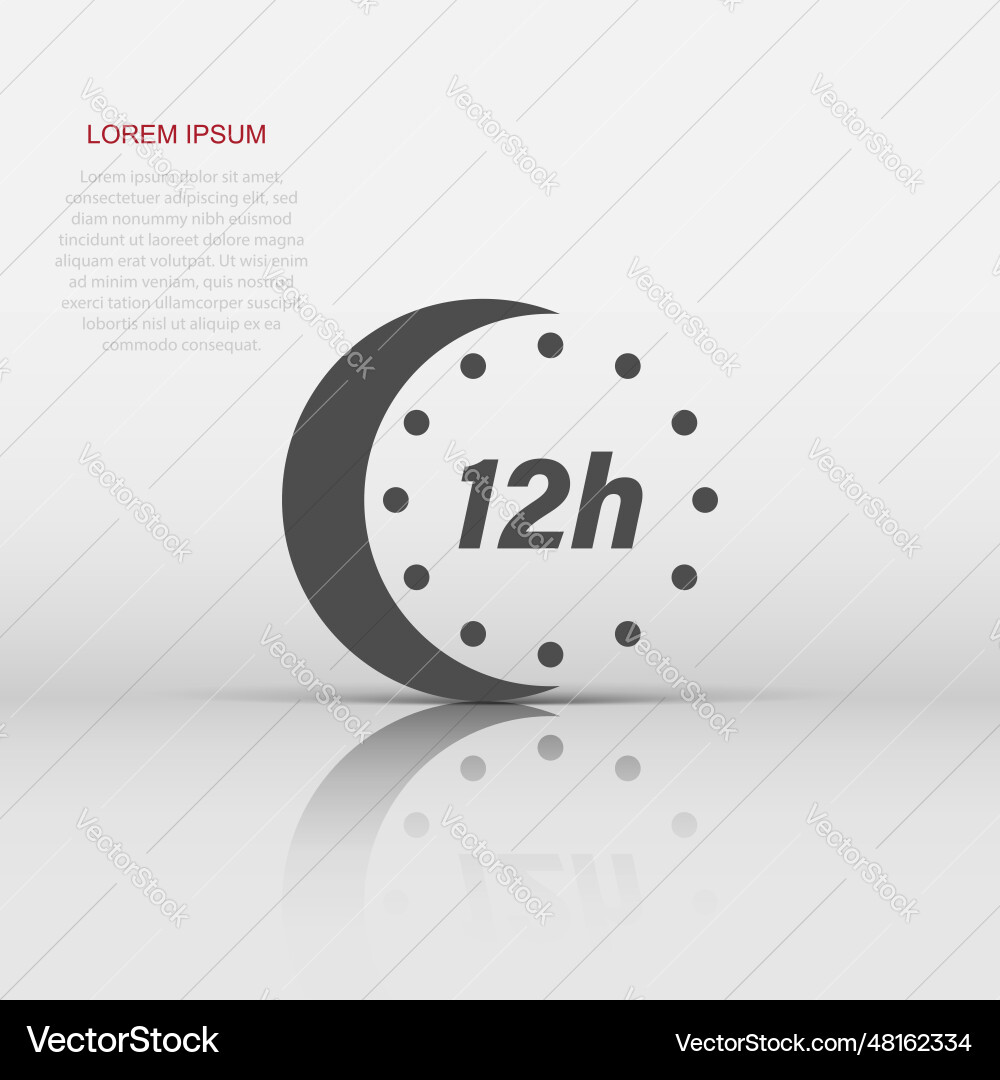 12 hour clock icon in flat style timer countdown 12 hour clock icon in flat style timer countdown vector image