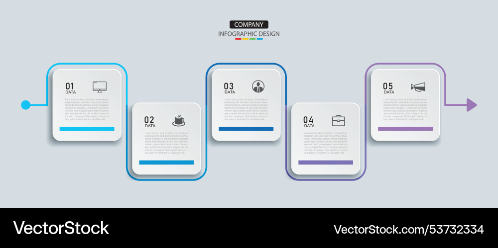 5 data infographics square layout paper template 5 data infographics square layout paper template vector image