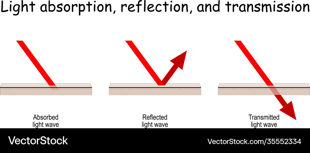 Absorption reflection and transmission waves vector image