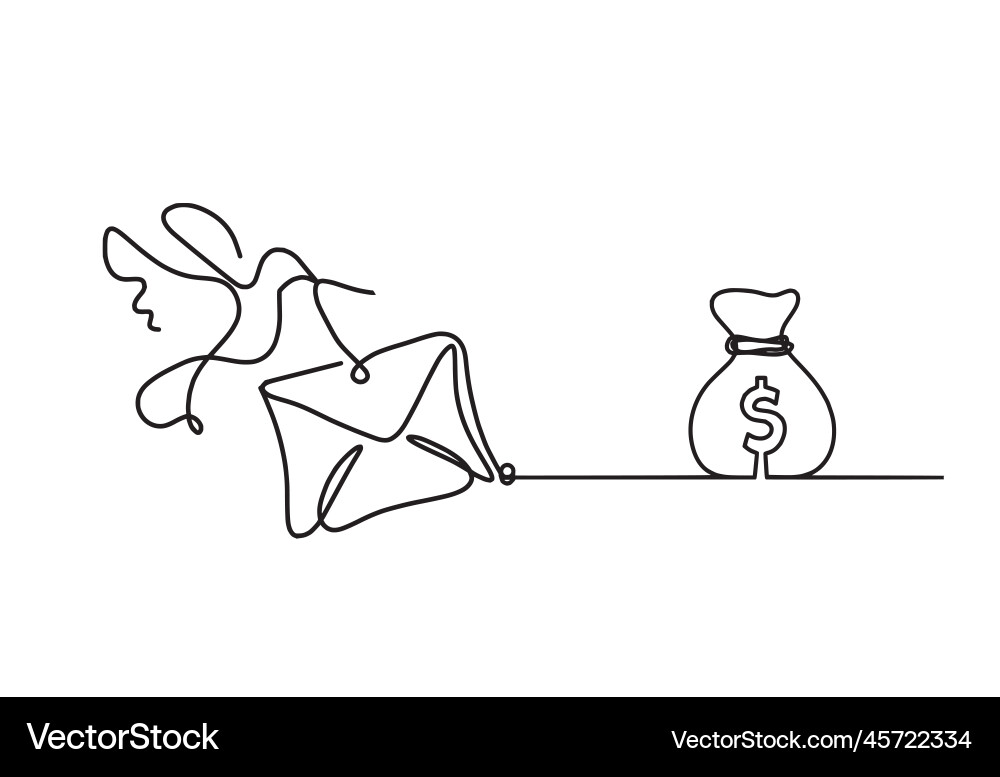 Abstract paper envelope with bird and dollar Abstract paper envelope with bird and dollar vector image