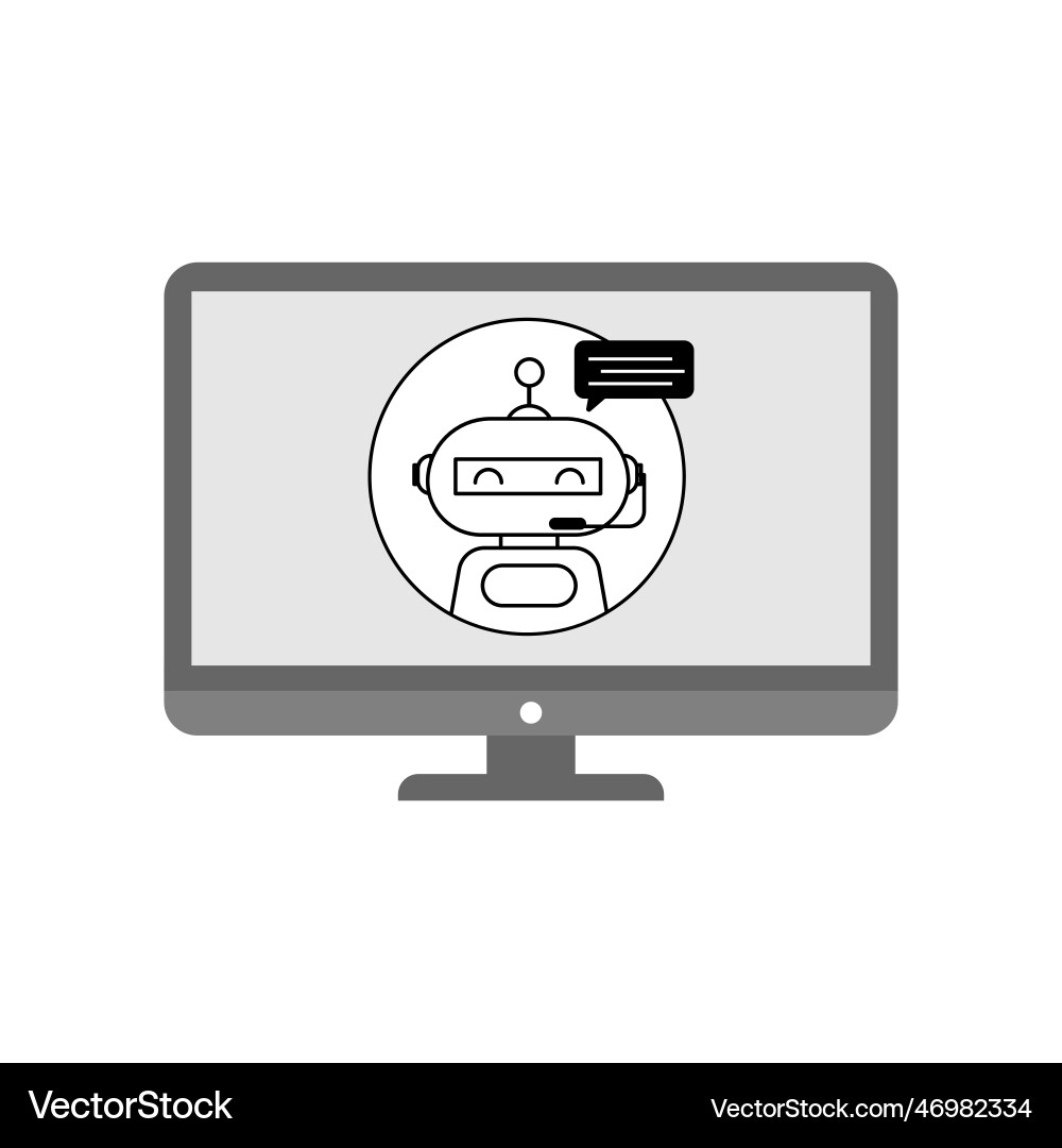 Artificial intelligence robot on computer screen Artificial intelligence robot on computer screen vector image