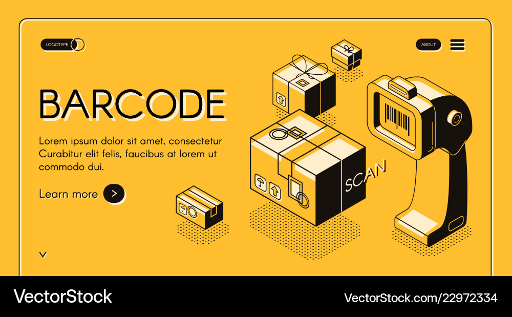 Barcode scanning service website template vector image