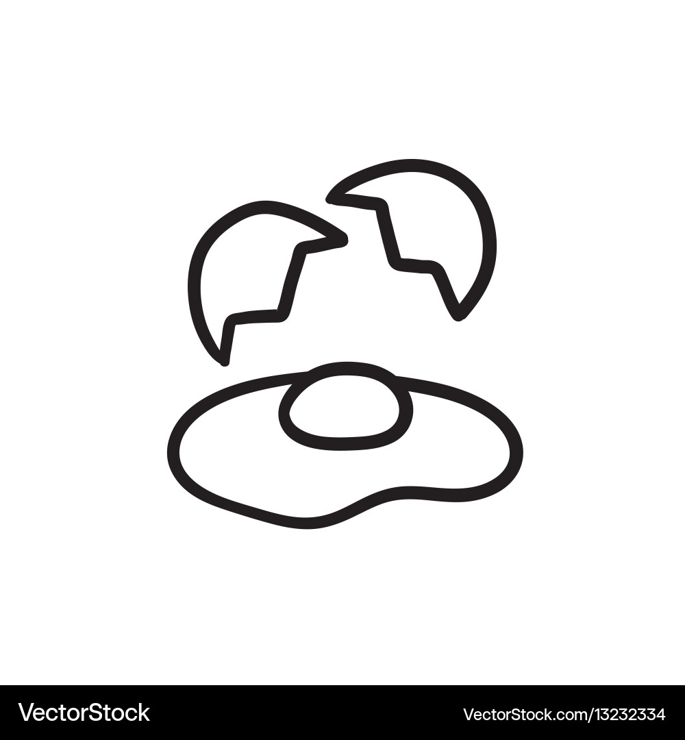 Broken egg and shells sketch icon vector image