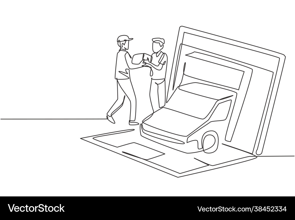 Continuous Line Delivery Box vector image