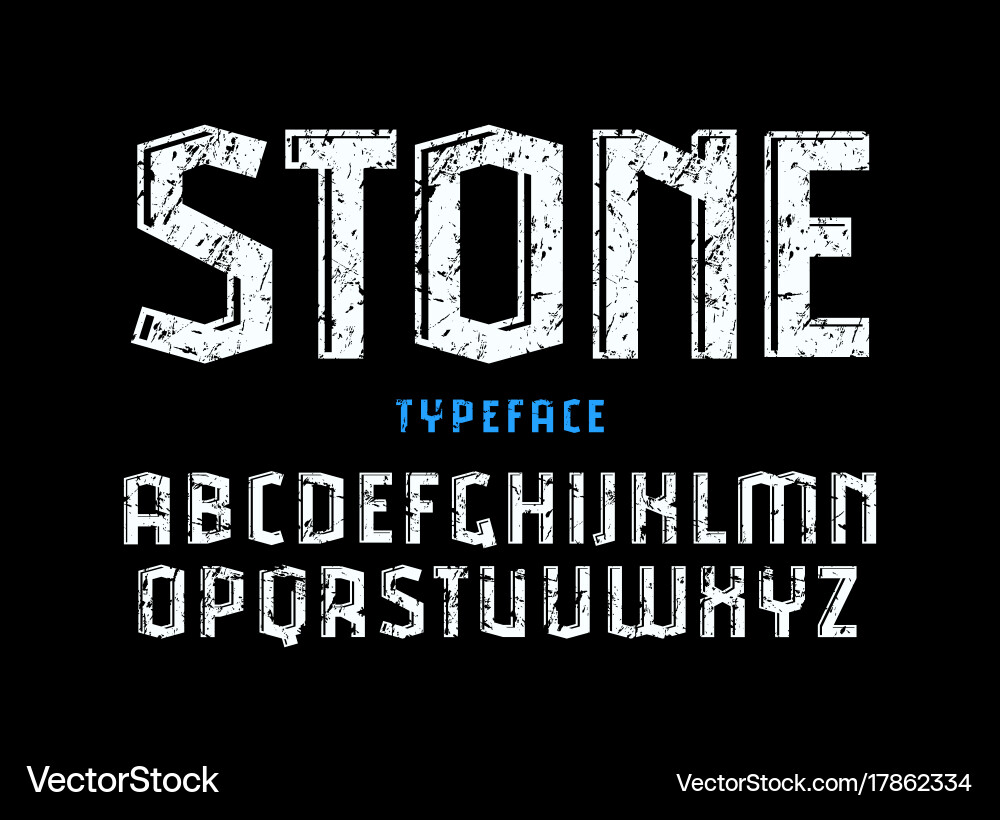 Decorative sanserif font with effect of volume vector image