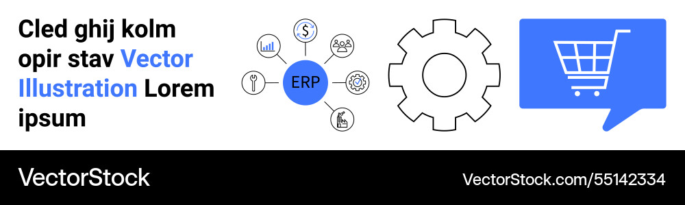 Erp integration concept with shopping cart symbol Erp integration concept with shopping cart symbol vector image