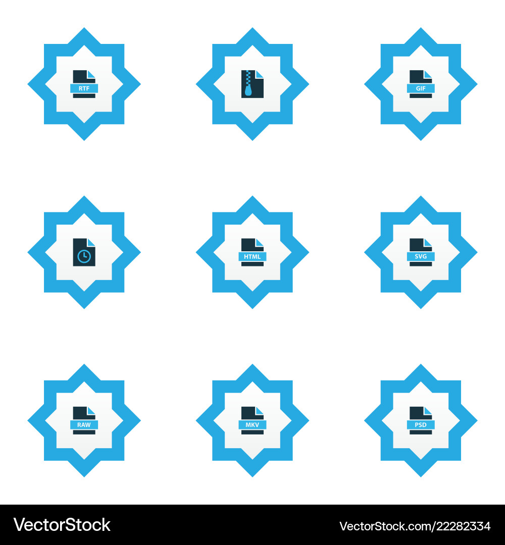 File icons colored set with html gif File icons colored set with html gif vector image