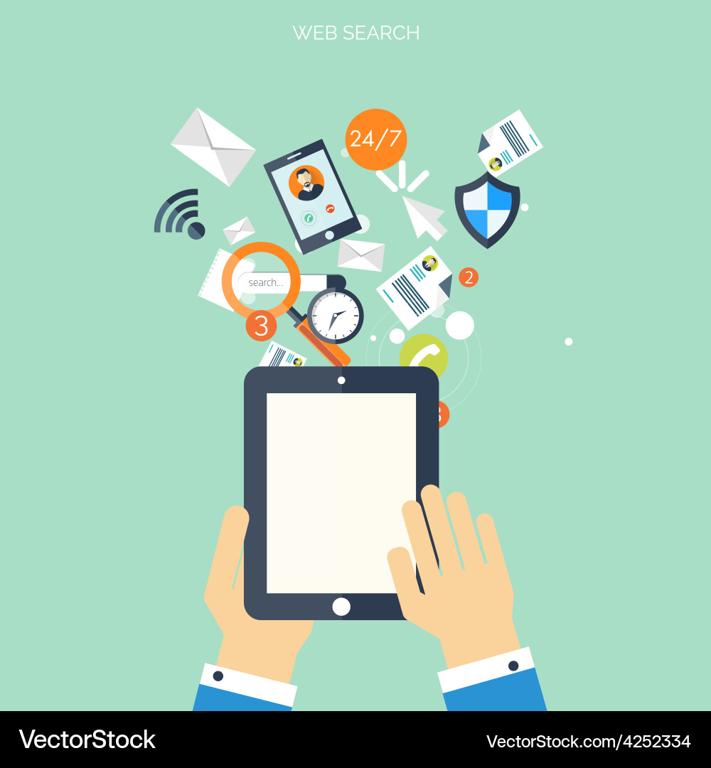 Flat cloud computing and social media background vector image