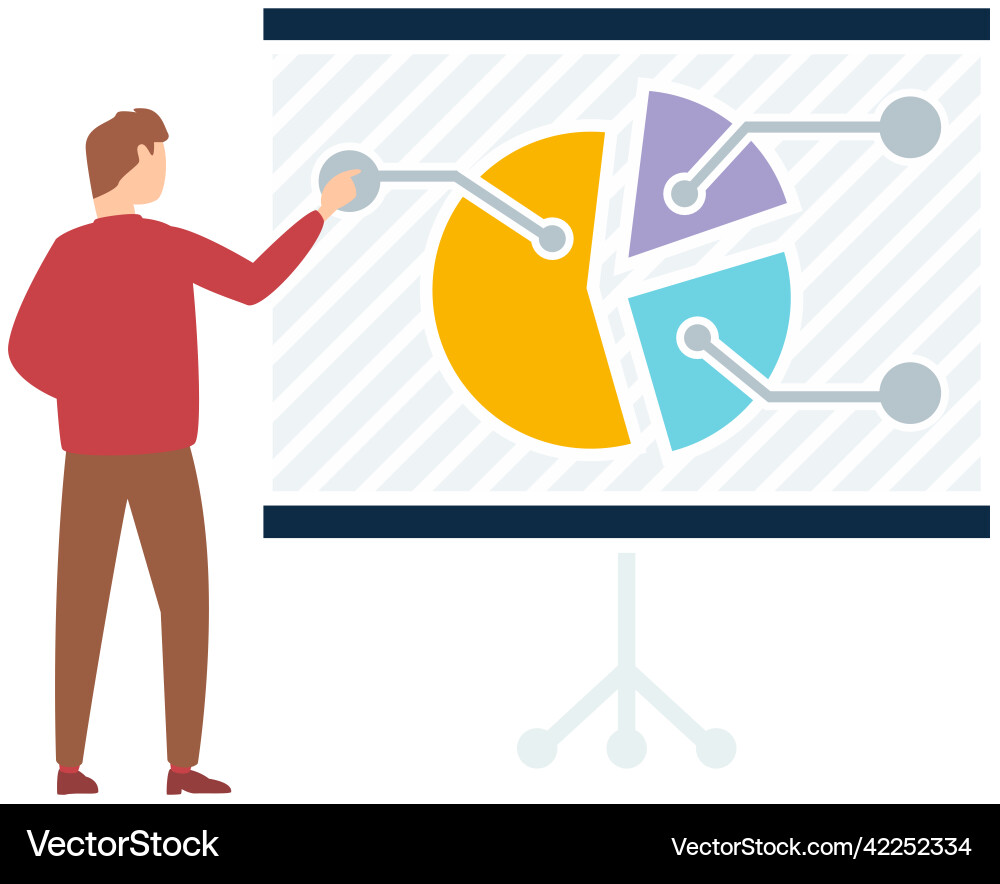 Man standing near flipchart with diagram Man standing near flipchart with diagram vector image