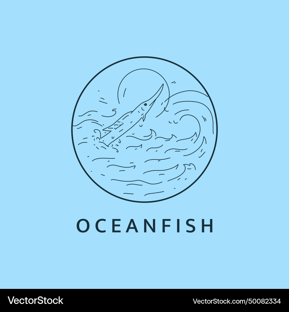 Minimalist ocean fish logo line art template Minimalist ocean fish logo line art template vector image