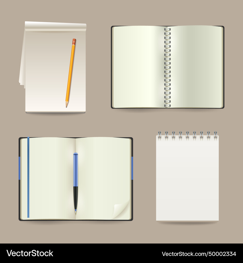 Notebook realistic set Notebook realistic set vector image